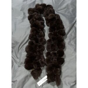 Vintage GENUINE RABBIT FUR POM POM Scarf Wrap Shawl SO SOFT 58 inches Gorgeous!